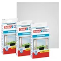 tesa Insect Stop Klett Fliegengitter für Fenster - Insektenschutz mit Klettband, zuschneidbar - Mückenschutz ohne Bohren - 3 x Fliegen Netz - 110 cm x 130 cm - Anthrazit