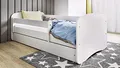 Kids Collective Kinderbett 80x160 cm mit Matratze, Rausfallschutz, Lattenrost & Schublade in weiß 80x160 Mädchen Jungen Bett Skandi | von 3. bis 10. Lebensjahr