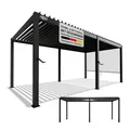 Juskys Lamellendach Tahiti 3x5,9 m - Stahl Pergola - Terrassenüberdachung stabil - Anthrazit