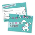15 Einhorn-Einladungskarten für Mädchen I türkis I Kindergeburtstag I dv_541