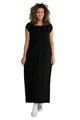 Ulla Popken Damen große Größen Übergrößen Plus Size Smokkleid, A-Linie, Carree-Ausschnitt, Halbarm schwarz 58+ 807665100-58+