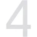 ALPERTEC Hausnummer, 4, Weiß, Kunststoff, 9,7 x 18 x 0,4 cm, nachtleuchtend - weiss