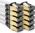 deleyCON 10x 0,5m CAT8.1 Patchkabel Netzwerkkabel Datenkabel S/FTP PIMF 2000MHz 40Gbit RJ45 LAN DSL Kabel Halogenfrei CAT.8 Ethernet Kabel RJ45 Stecker - Weiß