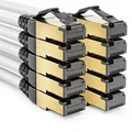 deleyCON 10x 0,5m CAT8.1 Patchkabel Netzwerkkabel Datenkabel S/FTP PIMF 2000 MHz 40 Gbit RJ45 LAN DSL Kabel CAT.8 Ethernet Kabel RJ45 Stecker - Weiß