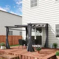 Outsunny Pergola, Sonnendach, LxBxH: 297 x 295 x 230 cm - grau