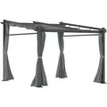 Outsunny Terrassendach Pergola Ca. 3x3m Terrassendachung Garten Pavillon Aluminium, Wandmontage, Gartenpavillon Mit Verstellbares Dach, Uv Schutz, Sonnenschutz Für Terrasse Und Garten, Dunkelgrau