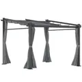 Outsunny Terrassendach Pergola ca. 3x3m Terrassendachung Garten Pavillon Aluminium, Wandmontage, Gartenpavillon mit Verstellbares Dach, UV Schutz, Sonnenschutz für Terrasse und Garten, Dunkelgrau