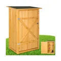 tectake Gartenschrank mit Flachdach, aus imprägniertem Nadelholz, Dachpappe aus Bitumen, 75 x 56 x 118 cm
