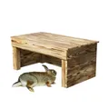 QLS Holzhaus Kleintierhaus Nagerhaus Haus für Kaninchen Meerschweinchen Kleintier Holz Höhle Geölt Geflammt