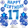 Luftballons 17. Geburtstag Dekoration junge blau happy birthday 17th Geburtstag Party Deko Set 17 geburtstag deko junge 17 jahre geburtstag jungen deko blau Folienballons 17 geburtstag junge deko(17)
