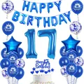Luftballons 17. Geburtstag Dekoration Junge Blau Happy Birthday 17Th Geburtstag