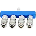 Original Scheppach Druckluftverteiler 4 Wege Schnellanschlusskupplung | 1 Eingang, 4 Ausgänge - 1/4" | Druckluftkupplung Kupplungsstecker Anschlusskupplung 4-fach für Kompressoren | Zubehör 7906100725