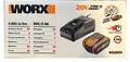 WORX WA3604 Akku mit Ladegerät Set 20V Max - 4 Ah Li-Ion Akku & Ladesstation