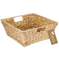 Geschenkkorb leer, Aufbewahrungskorb aus Wasserhyazinthe, Flechtkorb 30x30x12cm