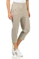 Kurze Hosen Damen Sommerhosen Bermuda 7/8 Schlupfhose leichte Stoffhose angenehme Caprihose mit Taschen (42-44, Natur)