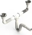 Uzman Siphon Doppelsiphon mit Flexiblem Schlauch, Doppelanschluss, Spülbecken