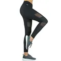 Formbelt Variosports high Waist Leggings mesh mit Taschen lang - lauftights Fitness Sporthose Hüfttasche hoher Bund Tummy Control für Smartphone iPhone Handy Netzstoff schwarz S