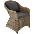 Rattansessel mit Aluminiumgestell inkl. Sitzkissen und Rückenkissen natur B-Ware