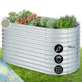 Hochbeet Gemüse Blumen Kräuter Pflanzkasten Gartenbeet 1,6 m Stahlblech Silber