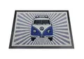 BRISA VW Collection - Volkswagen Fuß-Matte-Tür-Vorleger-Schuh-Schmutzfang-Abstreifer mit T1 Bulli Bus Motiv (Samba/Streifen/Blau)