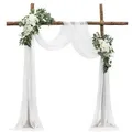 VEVOR Blumenset für Hochzeit Bogen, wei_e Blumen für Traubogen mit Vorhängen (3er-Set) _ 2 Blumenarrangements, 1 transparente Vorhänge, für Zerem