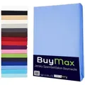 Buymax Spannbettlaken Buymax Jersey aus 100% Baumwolle, Jersey, Gummizug: Rundumgummi, (1 Stück), Pflegeleicht und Atmungsaktiv in Verschiedenen Farben und Größen blau 100 cm x 200 cm