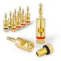 Sonero Bananenstecker Premium (8er-Set) für alle Lautsprecherkabel mit einem Durchmesser von max. 6mm², 4 Stück mit Farbcodierung (4x rot, 4x schwarz), 24k vergoldet