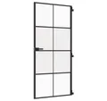 vidaXL Haustür Innentür Schlank Schwarz 93x201,5 cm Hartglas & Aluminium (1-St)