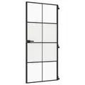 Zimmertür Glastür Innentür Schlank Schwarz 93x201,5 Cm Hartglas & Aluminium