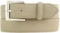 BELTINGER Gürtel aus Veloursleder mit altsilberner Gürtelschnalle 4 cm | Velour-Ledergürtel 40mm | Wildleder-Gürtel alt-silber 4cm | Beige 95cm