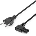 deleyCON 1,5m Netzkabel Stromkabel Strom Kabel Stecker Typ C Eurostecker auf C7 Buchse 90° Gewinkelt Euro-Netzkabel Kleingerätekabel Euro 8 TV Blu-Ray Haushaltsgeräte Netzteile - Schwarz