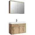 Badplaats Badmöbel-Set, Eiche, Kastanien, Holz, Rechteckig, 80x55x40 cm, Badezimmer, Badmöbelsets & Badmöbelserien, Badmöbel-Sets