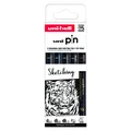 Uni-ball Fineliner PIN ""Sketching"" PF, 5er Set wasserbeständige, pigmentierte Tinte, metalleingefasste (5x) (PIN/5 ASP017)