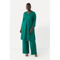 Ulla Popken Longshirt Slinky-Longshirt Piqué Tunika-Ausschnitt 3/4-Arm blau|grün 42/44