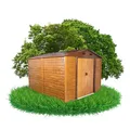 Grindi - Gerätehaus Metall Arbor V - Gartenhütte - Gartenhaus - Geräteschuppen 366x321x220 cm Schiebetür - Garten Schrank - Fahrradgarage - Shelter - Gartengerätehaus - Tiny House -