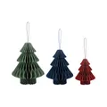 REMEMBER Baumschmuck Tannenbäume, 3er Set, groß: H 16.5/13.5/10 cm, Ø 13.5/10.5/8 cm – Dekorative Weihnachtsanhänger aus Papier für Christbaum und Winterdeko, moderner Baumschmuck im Set