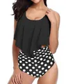 Badekönig Bustier-Bikini (2 tlg) mit High Waist Slip, Schwarz mit gepunktetem Slip