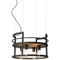 Qazqa Pendelleuchte Cage rack, ohne Leuchtmittel, E27, Schwarz, Industrie, Stahl, 4-flammig schwarz