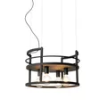 QAZQA - Industrie I Vintage I Industrie I Vintage I Hängelampe I Pendellampe I Pendelleuchte schwarz mit rundem 4-flammig-Licht-Rack - Cage Rack I Wohnzimmer I Schlafzimmer - Stahl Rund - LED geeignet