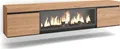 TV-Schrank, Lowboard, 208x35x45cm, Für TV-Geräte bis zu 80", Elektrokamin XXL, Hängend, Eiche