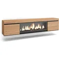 LOWBOARD, Tv-Schrank mit Elektrokamin XXL, Hängend, Eiche, 208/35/45cm