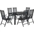 Juskys Aluminium Gartengarnitur Milano 7 Teilig mit Tisch und 6 Stühlen Dunkelgrau