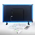 B.K.Licht - TV LED Strip 2m mit Fernbedienung, buntes RGB Licht, dimmbar, Farbwechsel, LED Streifen, Leiste, Gaming Deko, Band, Lichtleiste, Lichtband, TV Beleuchtung, 50,5x1x0,3 cm, Weiß