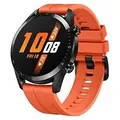 Huawei Watch GT 2 46 mm schwarz am Silikonarmband sunset orange