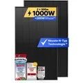 Solarpanel 500W Bifazial Glas-Glas N-Type – Solarmodul Full Black 40V für Balkonkraftwerk / Photovoltaikanlage (2 Stück) Solakon®