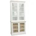 Casa Padrino Vitrine Landhausstil Vitrinenschrank Antik Weiß / Naturfarben 93 x 40 x H. 200 cm - Landhausstil Kollektion