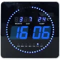 Unilux Wanduhr Flo LED Quarzuhr, 28 x 28 cm, digital, Thermometer, schwarz