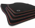 Fußmatten passend für Skoda Octavia 3 (5E) und 4 (NX) Combi RS Premium Velours Automatten Set 4X Schwarz, Zierstreifen Rot, Tuning Matten Set Original Qualität