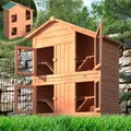 Hasenstall XXL Aufzucht 4 Boxen Holz Kleintierstall Hasenkäfig Freigehege