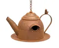 DanDiBo Vogelhaus zum Aufhängen Edelrost Deko Rost Gießkanne Wetterfest 96423 Nistkasten Futterstation für Vögel Shabby mit Kette hängend Metallkanne Kanne Balkon